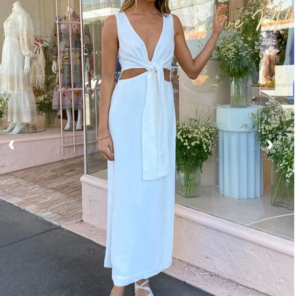 NWT Sir Clemence V Neck Dress in Ivory - Picture 2 of 7